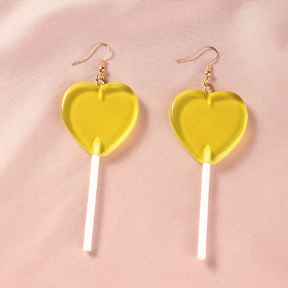 Sweet Candy Color Heart Lollipop Earrings