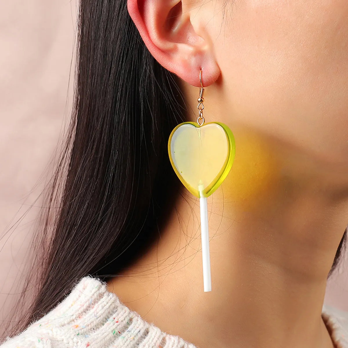 Sweet Candy Color Heart Lollipop Earrings