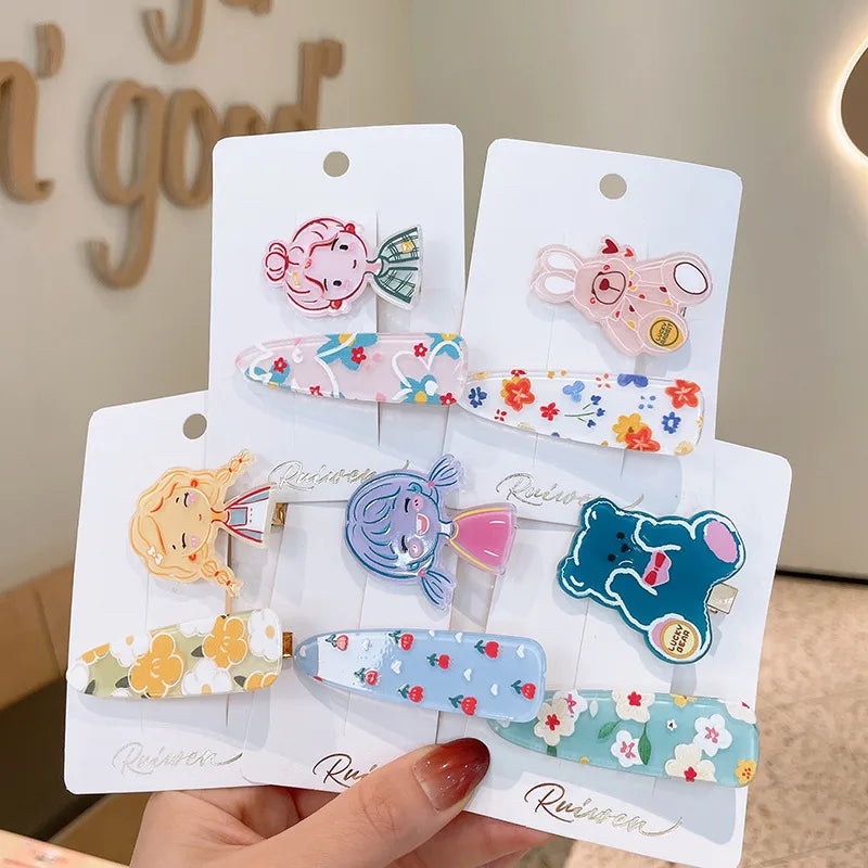 Sweet Cartoon Arylic Hair Clip 2 Pieces