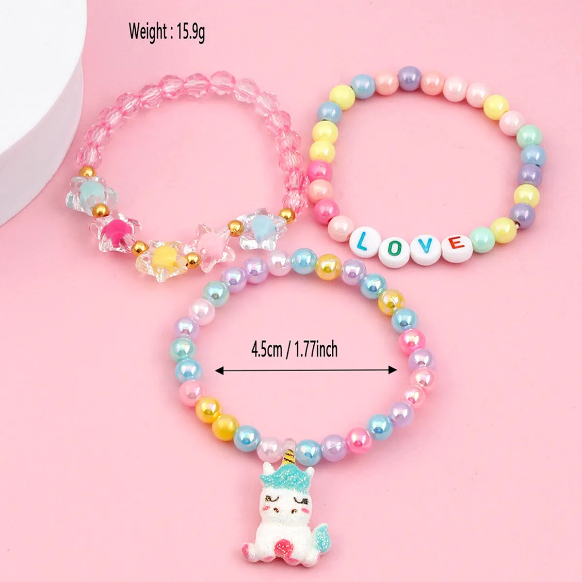 Sweet Cartoon Arylic Plastic Resin Beaded Girl's Bracelets