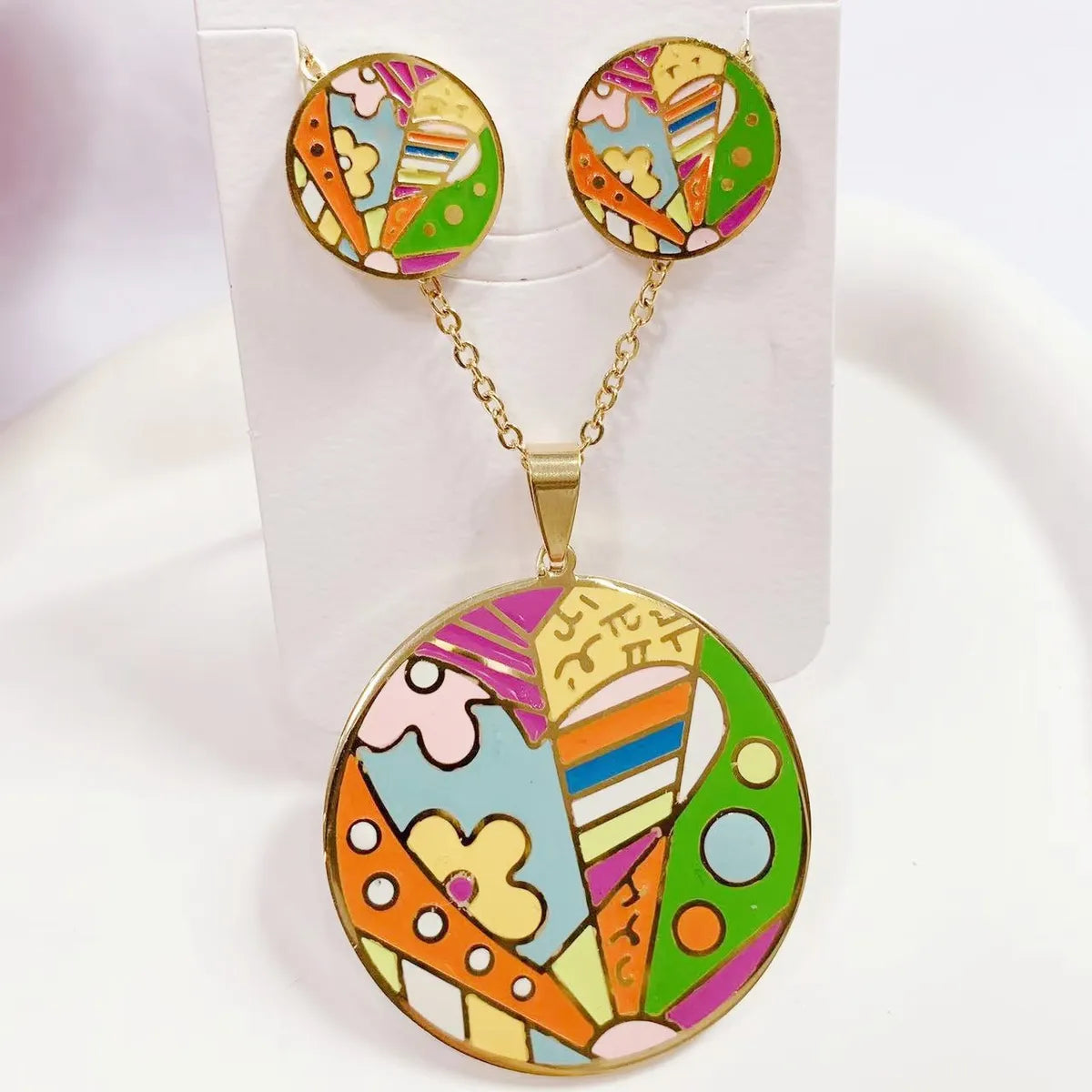 Wholesale Jewelry Sweet Cartoon Titanium Steel Earrings Necklace