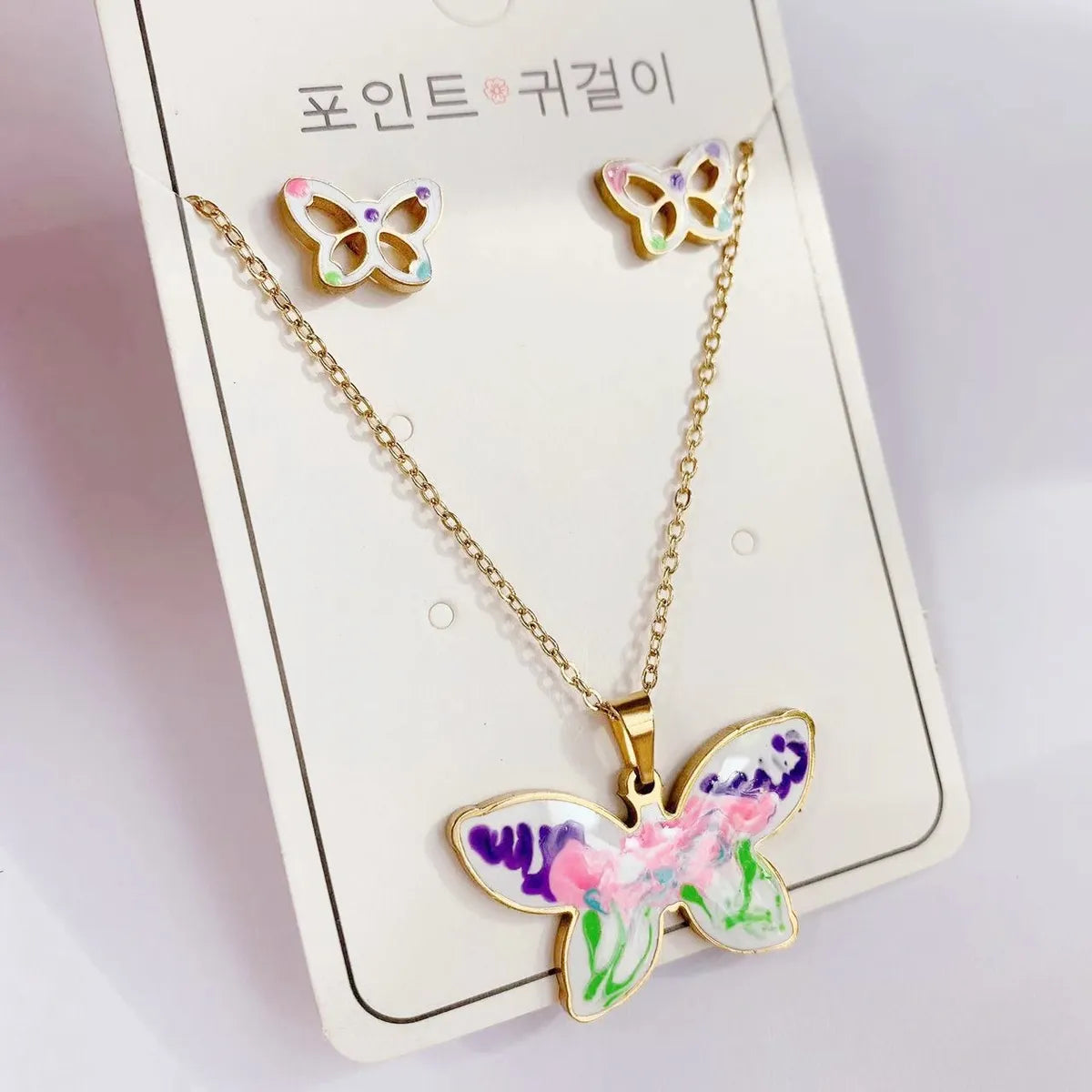 Wholesale Jewelry Sweet Cartoon Titanium Steel Earrings Necklace