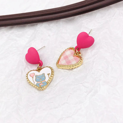 Sweet Cat Alloy Enamel Earrings