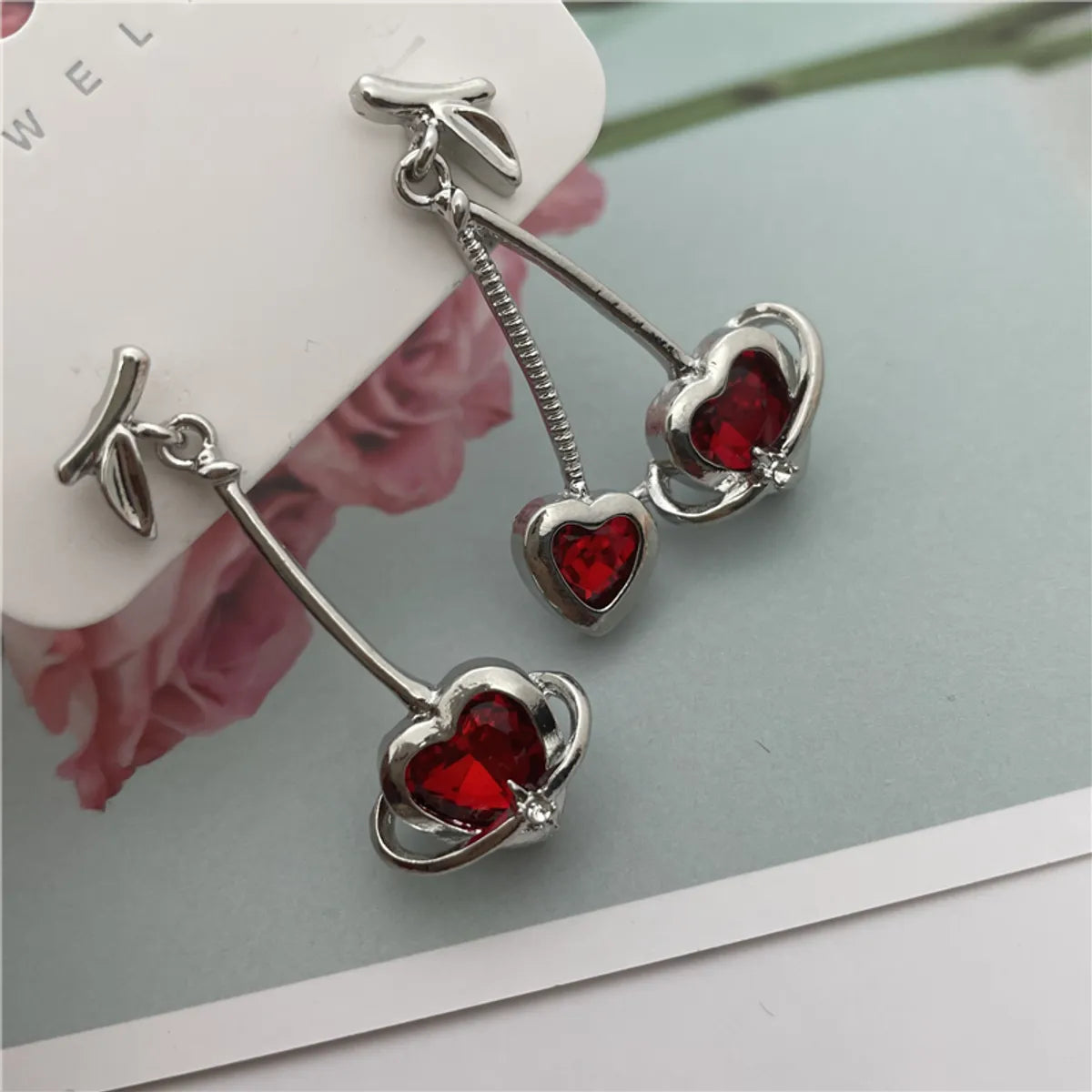 Sweet Cherry Alloy Plating Artificial Diamond Women's Drop Earrings 1 Pair