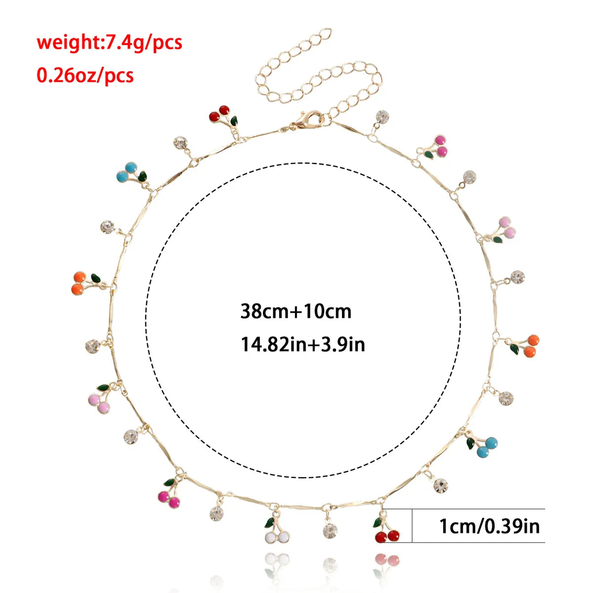 Sweet Cherry Alloy Plating Inlay Zircon Choker