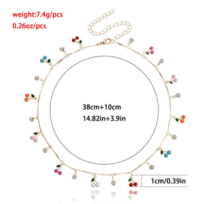 Sweet Cherry Alloy Plating Inlay Zircon Choker