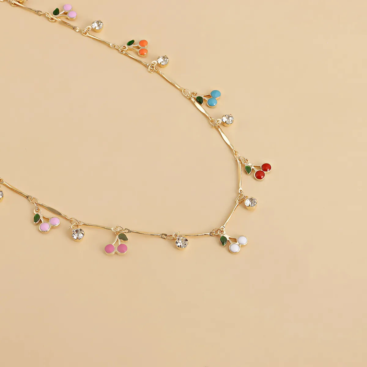 Sweet Cherry Alloy Plating Inlay Zircon Choker