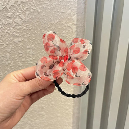 Sweet Cherry Bow Knot Synthetic Yarn Handmade Hair Clip 1 Piece