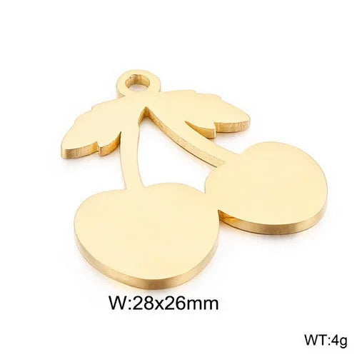 1 Piece Stainless Steel 18K Gold Plated Cherry