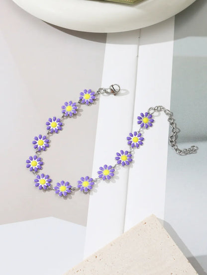 Sweet Classic Style Daisy 304 Stainless Steel Bracelets In Bulk