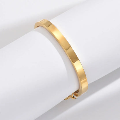 Sweet Classic Style Heart Shape Stainless Steel Plating Inlay Zircon 14k Gold Plated Bangle