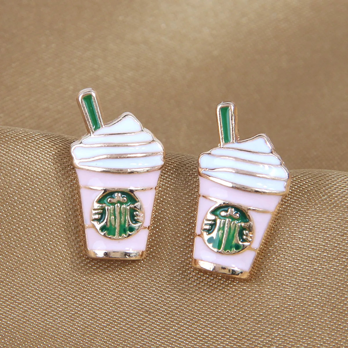 1 Pair Sweet Coffee Cup Enamel Alloy Ear Studs