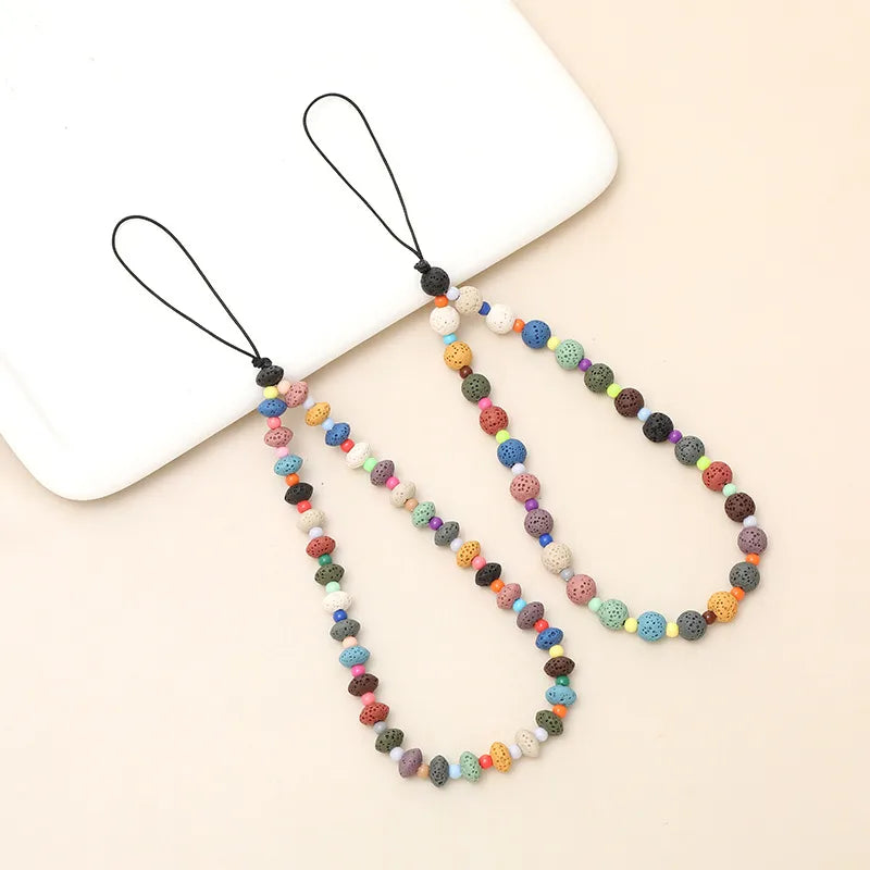 Sweet Color Block Beaded Beaded Chain Mobile Phone Chain