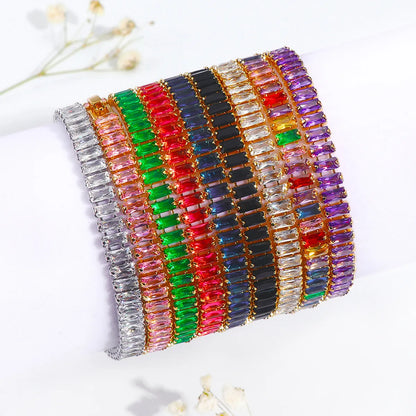 Sweet Color Block Copper Inlay Zircon Bracelets