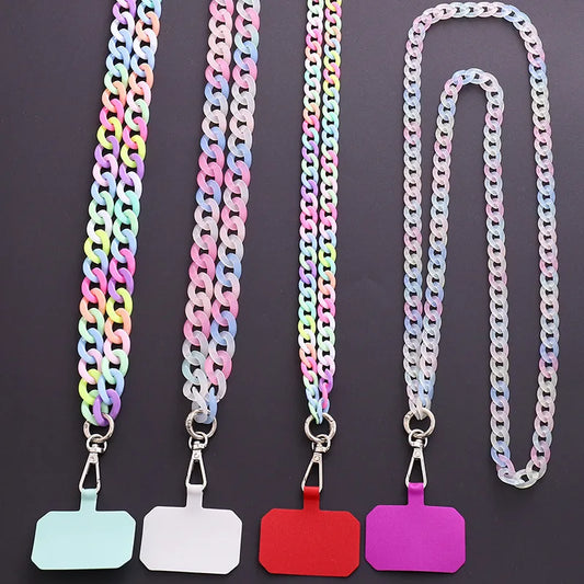 Sweet Colorful Arylic Plating Mobile Phone Chain