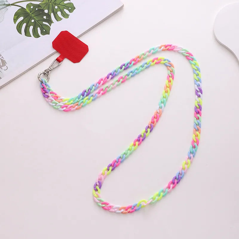 Sweet Colorful Arylic Plating Mobile Phone Chain