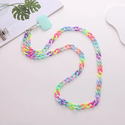 Sweet Colorful Arylic Plating Mobile Phone Chain