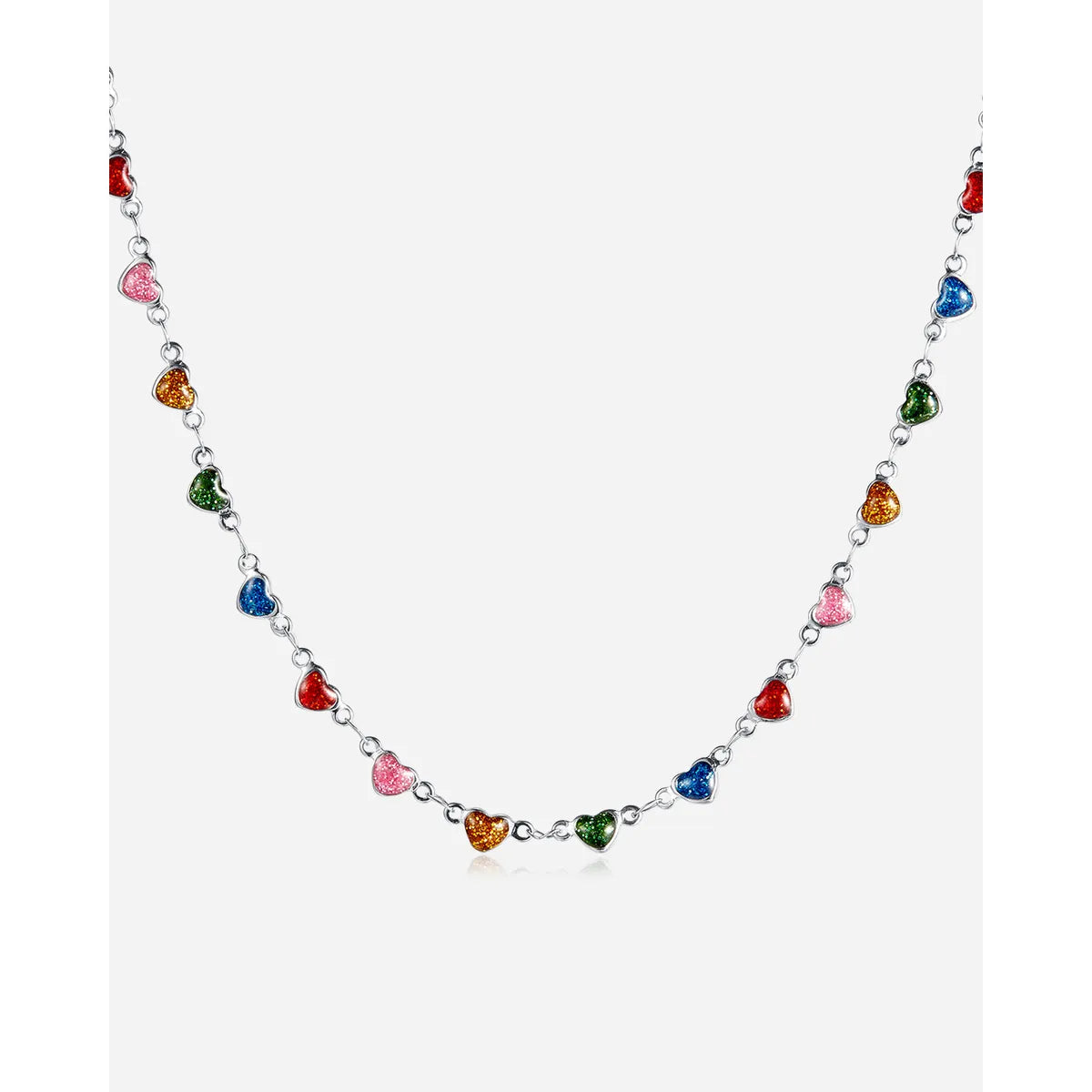 Sweet Colorful Heart Shape Titanium Steel Enamel Necklace