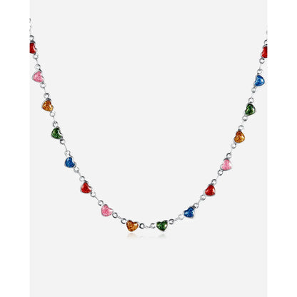 Sweet Colorful Heart Shape Titanium Steel Enamel Necklace