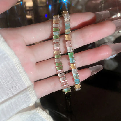 Sweet Colorful Rectangle Copper Inlay Zircon Bracelets