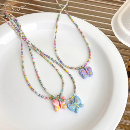 Sweet Cool Style Butterfly Beaded Arylic Women's Pendant Necklace