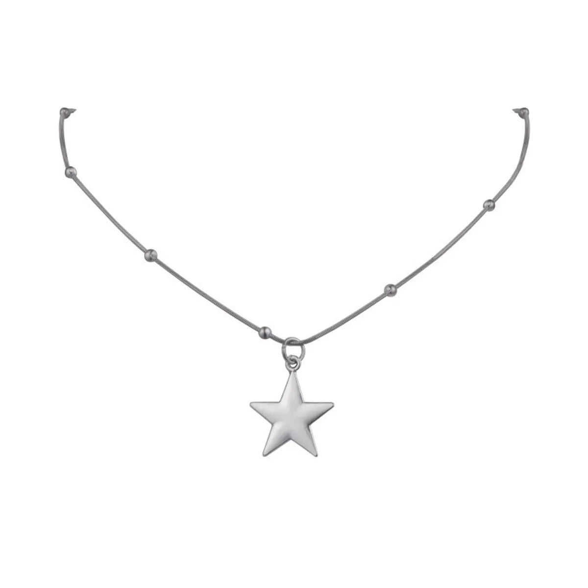 Sweet Cool Style Pentagram Titanium Steel Polishing Pendant Necklace