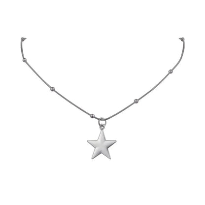 Sweet Cool Style Pentagram Titanium Steel Polishing Pendant Necklace