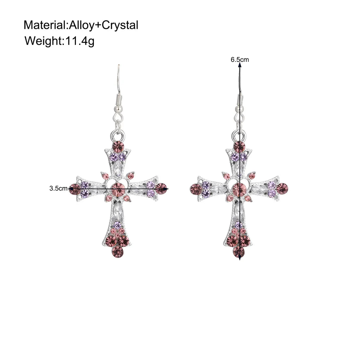 Sweet Cross Alloy Inlay Artificial Gemstones Women's Earrings Necklace