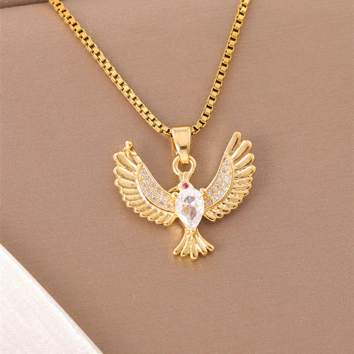 Sweet Cross Little Bear Flower Stainless Steel Enamel Plating Inlay Artificial Diamond 18k Gold Plated Pendant Necklace