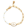 Sweet Cross Stainless Steel Natural Stone Beaded Plating Bracelets