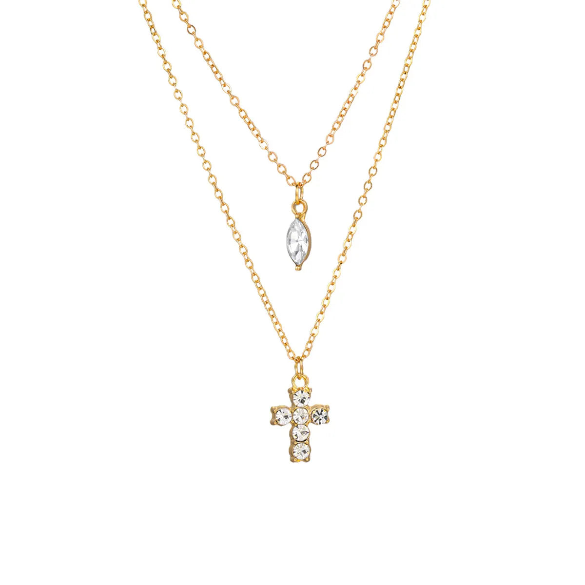 Sweet Cross Water Droplets Artificial Gemstones Alloy Zinc Alloy Wholesale Pendant Necklace