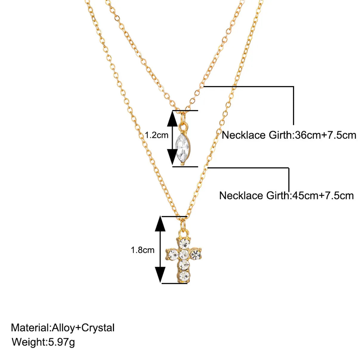 Sweet Cross Water Droplets Artificial Gemstones Alloy Zinc Alloy Wholesale Pendant Necklace