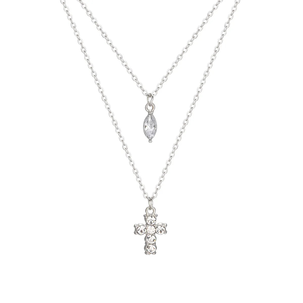 Sweet Cross Water Droplets Artificial Gemstones Alloy Zinc Alloy Wholesale Pendant Necklace