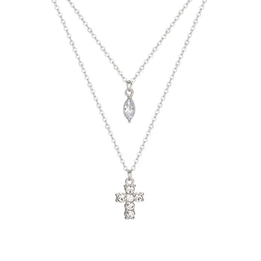 Sweet Cross Water Droplets Artificial Gemstones Alloy Zinc Alloy Wholesale Pendant Necklace