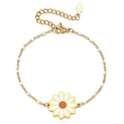 Sweet Daisy Stainless Steel Enamel Plating Bracelets