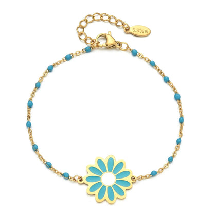 Sweet Daisy Stainless Steel Enamel Plating Bracelets