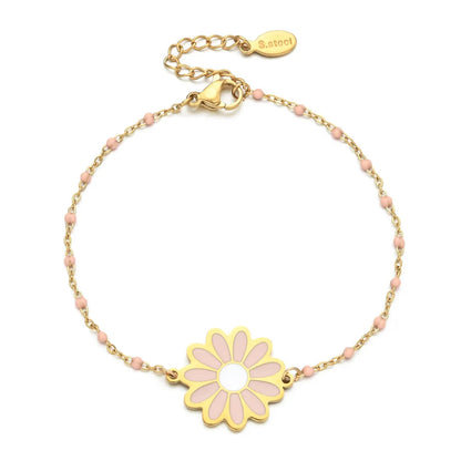 Sweet Daisy Stainless Steel Enamel Plating Bracelets