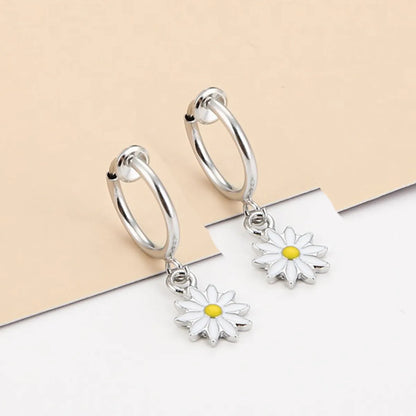 Sweet Daisy Stainless Steel Hoop Earrings Stainless Steel Earrings