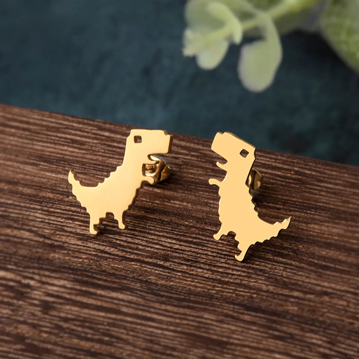 Sweet Dinosaur Stainless Steel Polishing Ear Studs 1 Pair