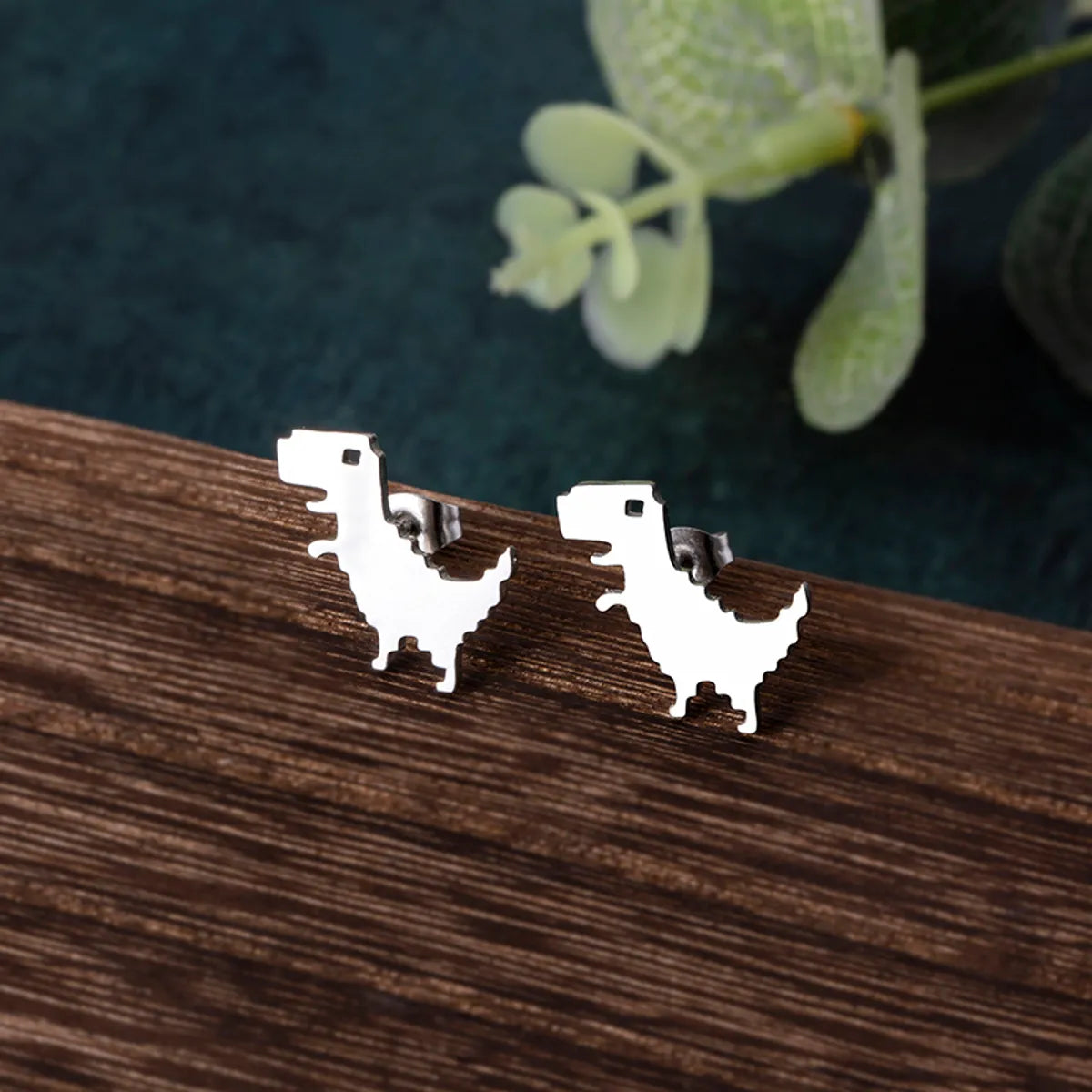 Sweet Dinosaur Stainless Steel Polishing Ear Studs 1 Pair