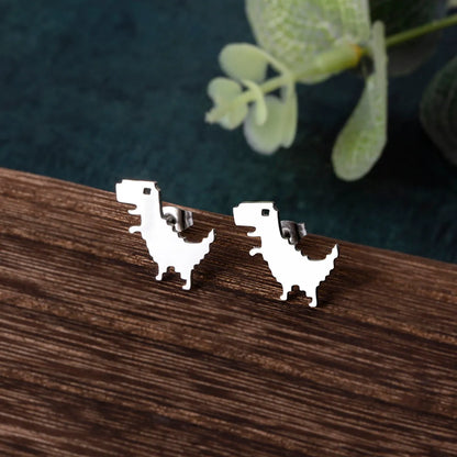 Sweet Dinosaur Stainless Steel Polishing Ear Studs 1 Pair