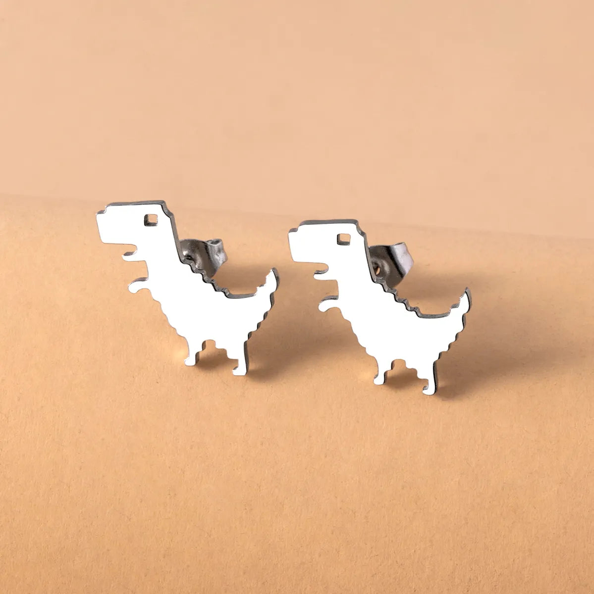 Sweet Dinosaur Stainless Steel Polishing Ear Studs 1 Pair