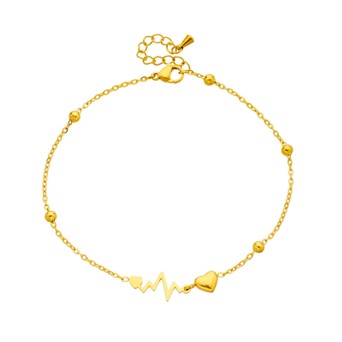 Sweet Electrocardiogram 304 Stainless Steel Plating 18K Gold Plated Women's Anklet