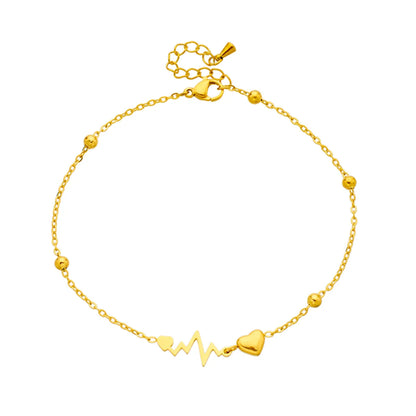 Sweet Electrocardiogram 304 Stainless Steel Plating 18K Gold Plated Women's Anklet