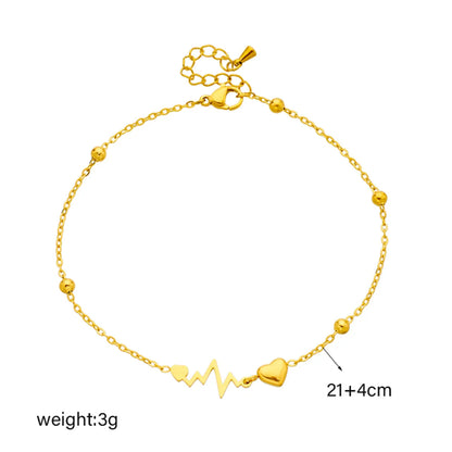 Sweet Electrocardiogram 304 Stainless Steel Plating 18K Gold Plated Women's Anklet