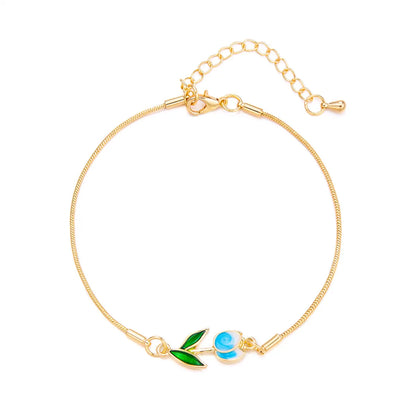 Sweet Flower Alloy Copper Enamel Plating Women'S Bracelets Necklace