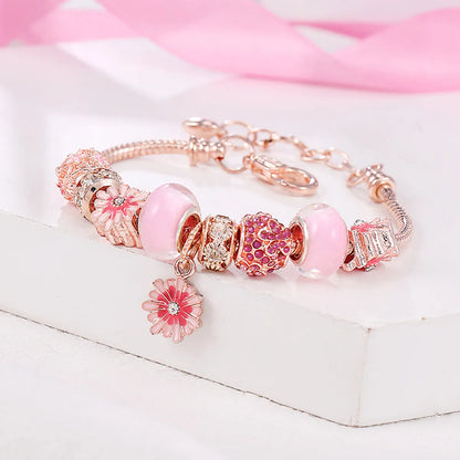 Sweet Flower Alloy Copper Enamel Rhinestones Women's Bracelets