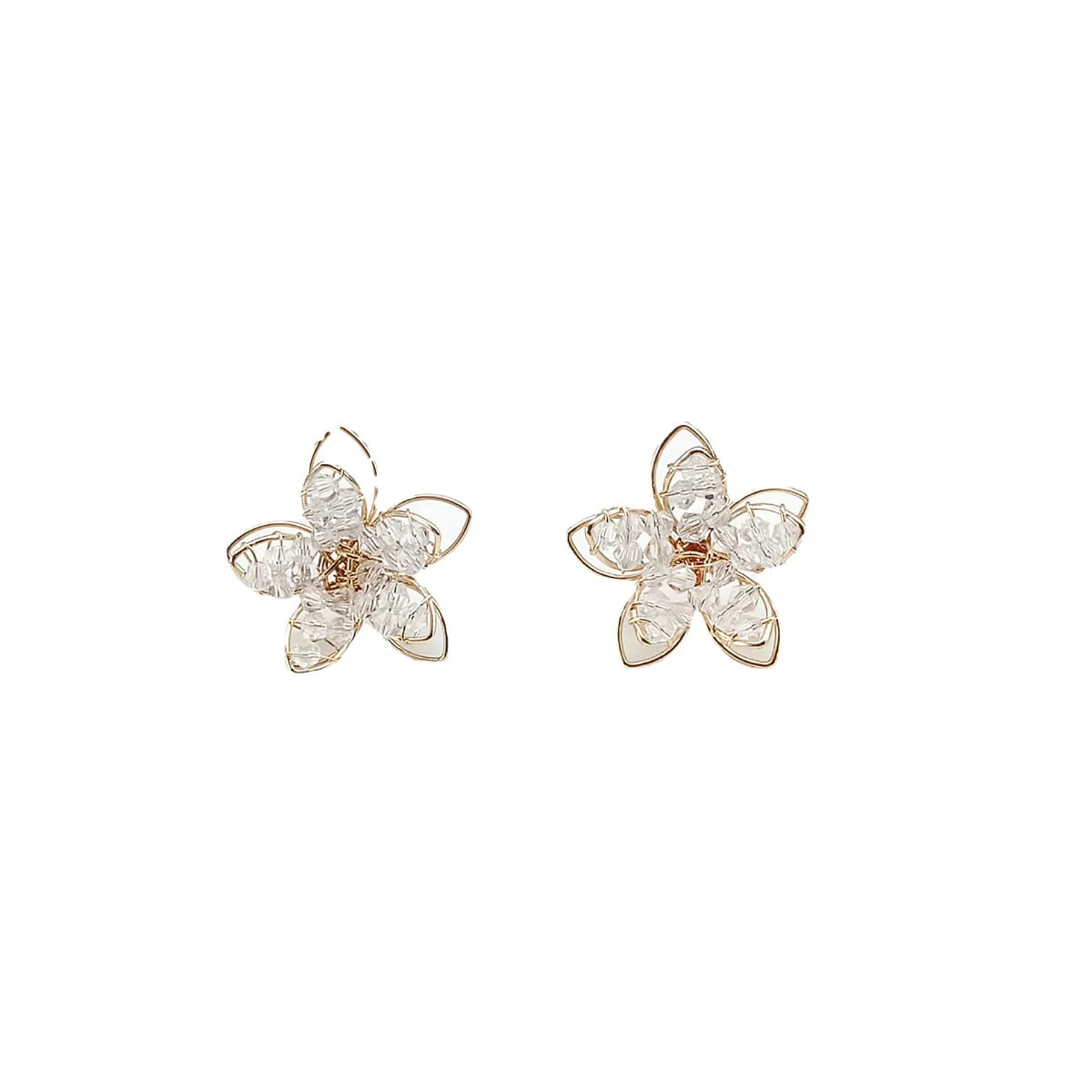 Sweet Flower Alloy Crystal Plating Ear Studs