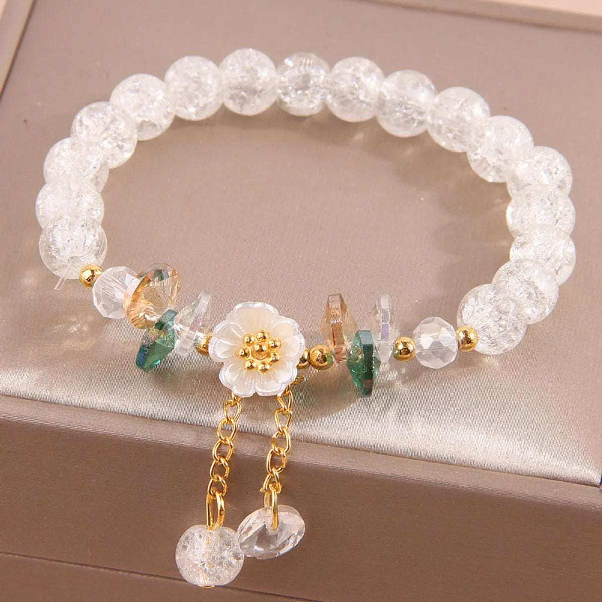 Sweet Flower Alloy Glass Wholesale Bracelets