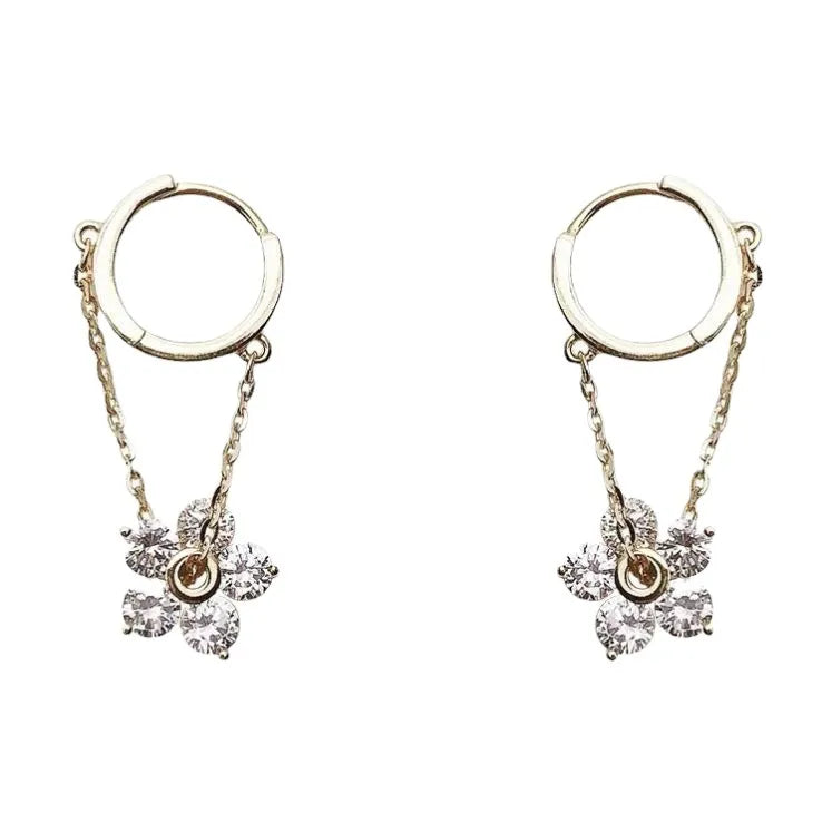 Sweet Flower Alloy Inlay Rhinestones Women'S Drop Earrings